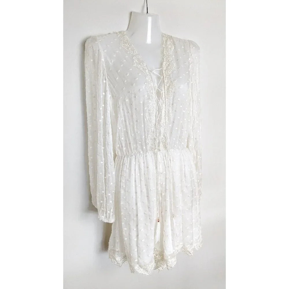 Zimmermann Oleander Lattice Playsuit Silk Size 1 / 10 - Picture 3 of 16